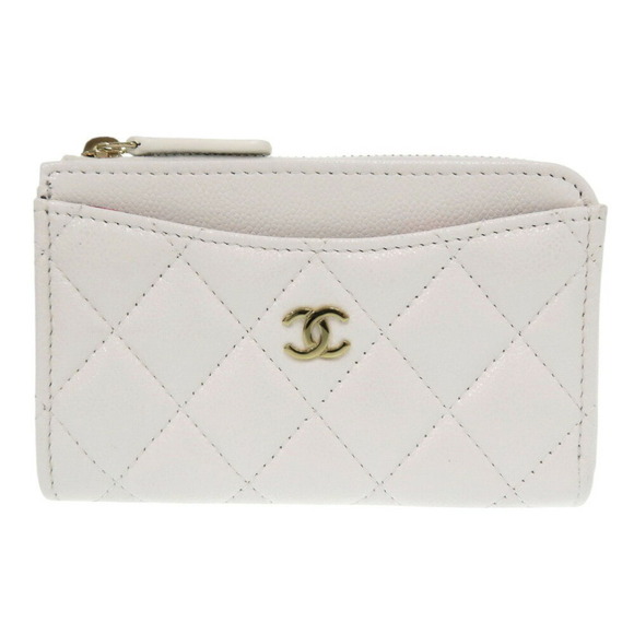 CHANEL White Caviar Leather Logo Wallet - Picture 2 of 9